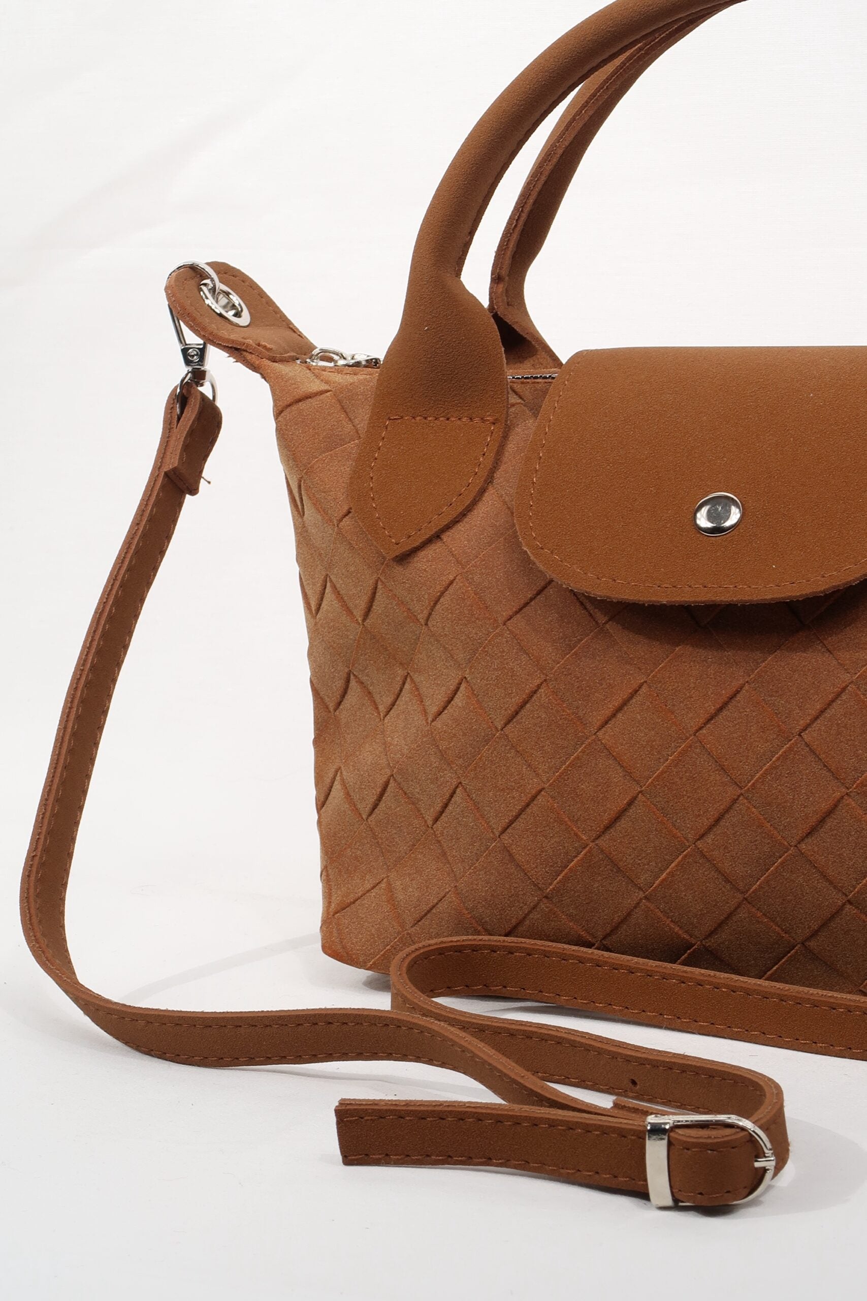 Tiger Small Suede Camel Bag